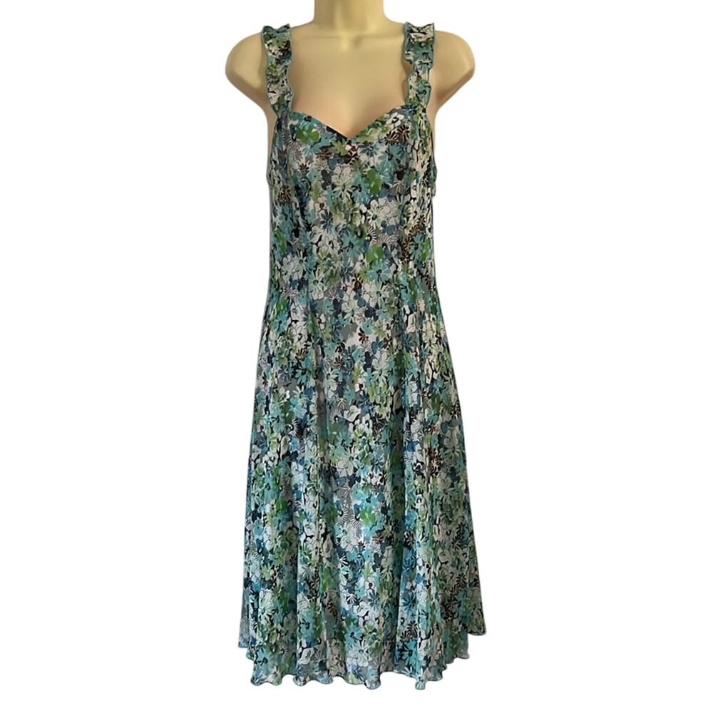 Dressbarn Colorful Chiffon Floral Print Dress Woman Size 4 Cottagecore